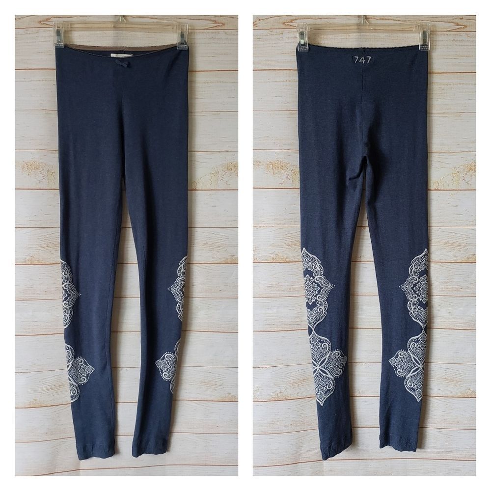 Odd Molly Levitate Knit Leggings Side Knit Pattern Blue White Women Size 0